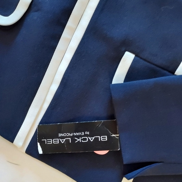 NEW EVAN PICONE BLACK LABEL NAVY WHITE TRIMMED BLAZER Size 6 - Picture 4 of 4